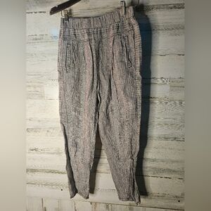 Anthropologie Hei Hei 100% Linen Pants Brown White Stripe Womens XXS